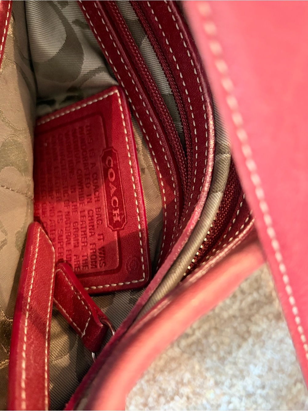 Coach Red Shoulder Bag with Signature Interior